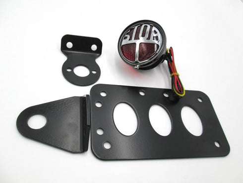 Stop calavera para motos trasero con letrero y portaplaca lateral